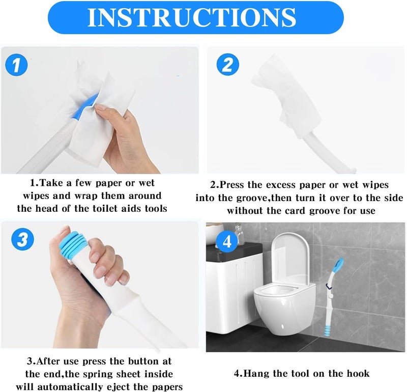 pegirra Foldable Toilet Aids for Wiping,15.7"Long Reach Comfort Toilet Wiping Aids Tools,Butt Wiper Self Wipe Assist Toilet Aids Wand,Bathroom Bottom Buddy Wiping Self Assist for Limited Mobility Elderly - Image 5
